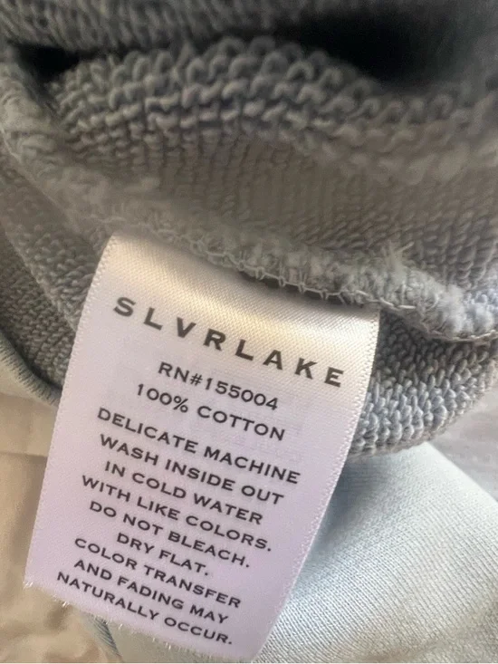 New SLVRLAKE Light Blue Cropped Crewneck Sweatshirt  Size Small Cotton - Picture 8 of 14